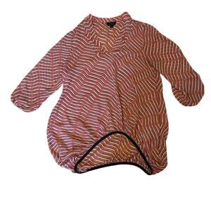 OVI Orange White Stripe Swim Cover Up Tunic Medium Beach Resort Lightweight